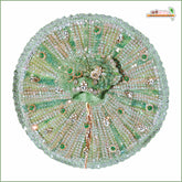 Blended Frill Net Sitara Booti Kundan Work Sea Green Poshak With Pagdi & Patka